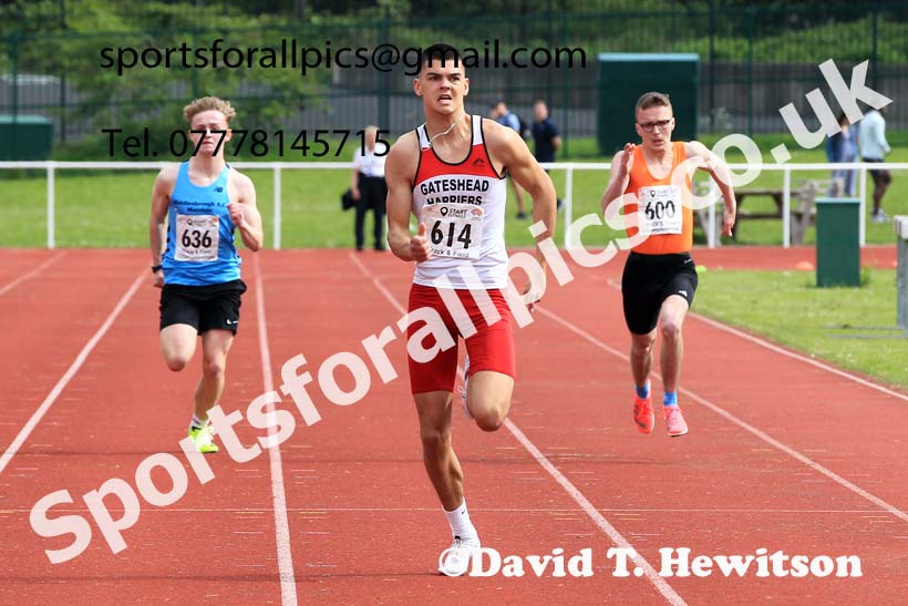 Mens Under-20s 200 metres 2023 North Eastern Track and Field Champs., Middlesbrough Sports Village, Middlesbrough. Photo: David T. Hewitson/Sports for All Pics